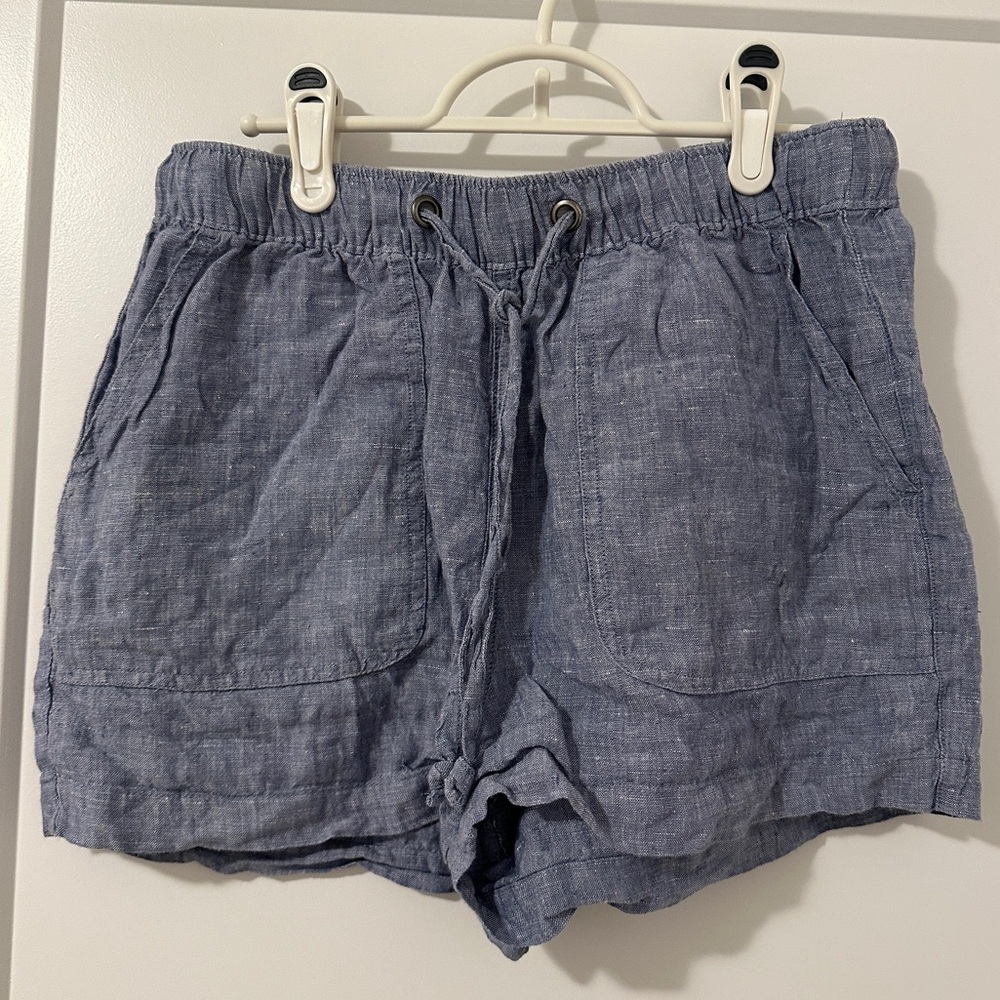 C&C California Blue Linen Shorts Drawstring Waist Size Small Women’s